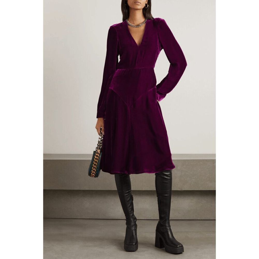 Stella McCartney Velvet Red Midi Fit & Flare Dress Women Size XS IT 38